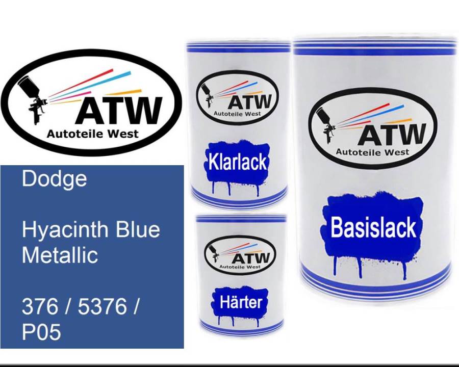 Dodge, Hyacinth Blue Metallic, 376 / 5376 / P05: 500ml Lackdose + 500ml Klarlack + 250ml Härter - Set, von ATW Autoteile West.